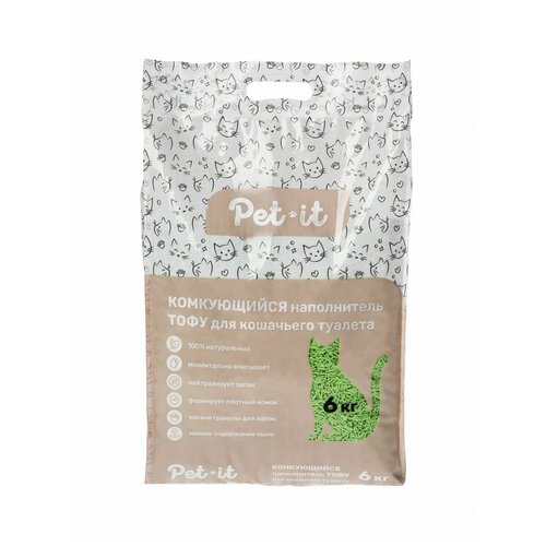 Pet-it Tofu комкующийся наполнитель для кошек, зелёный чай, 12 л