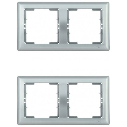 Рамка IEK Bolero двухместная горизонтальная серебряный (комплект из 2 шт) рамка iek bolero двухместная универсальная белый комплект из 2 шт