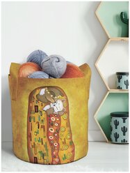 Мягкая текстильная корзина JoyArty "Поцелуй котиков" для хранения вещей и игрушек с ручками, 19 литров.