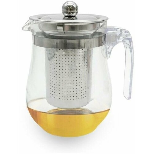 Чайник заварочный стеклянный прозрачный Bin Hen 500 мл с ситечком фильтром / заварочный чайник стекло / заварной чайник / чайник для заварки
