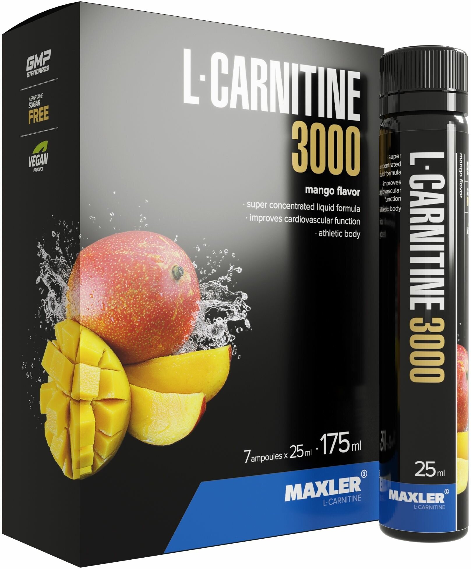 MAXLER EU L-Carnitine 3000 7x25ml (Манго)
