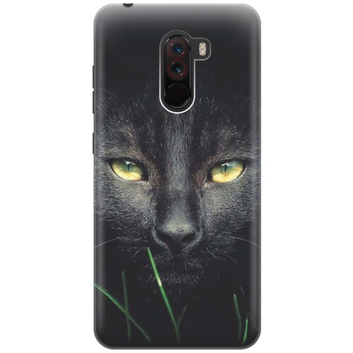 фото Cиликоновый чехол на xiaomi pocophone f1 / сяоми покофон ф1 с принтом "кошка в темноте" gosso