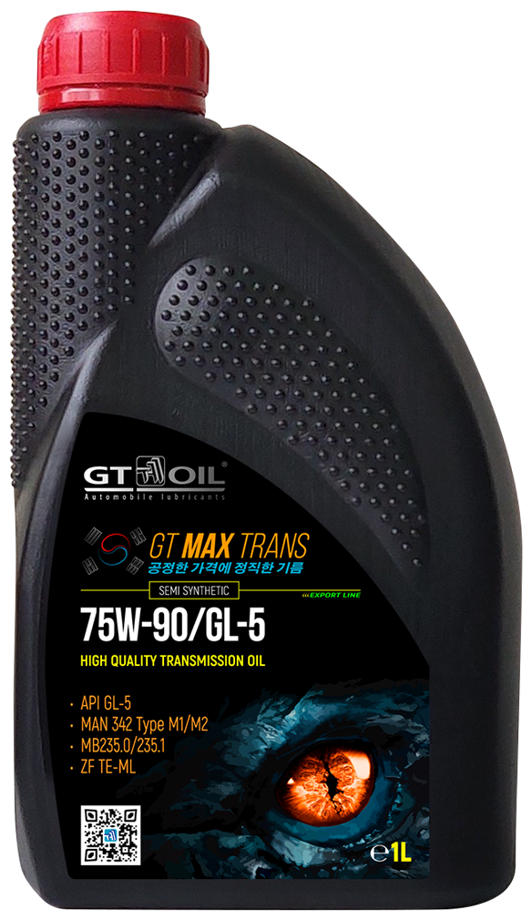 Масло трансмиссионное GT OIL Max Trans 75W-90 полусинтетическое 1 л 8809059409084