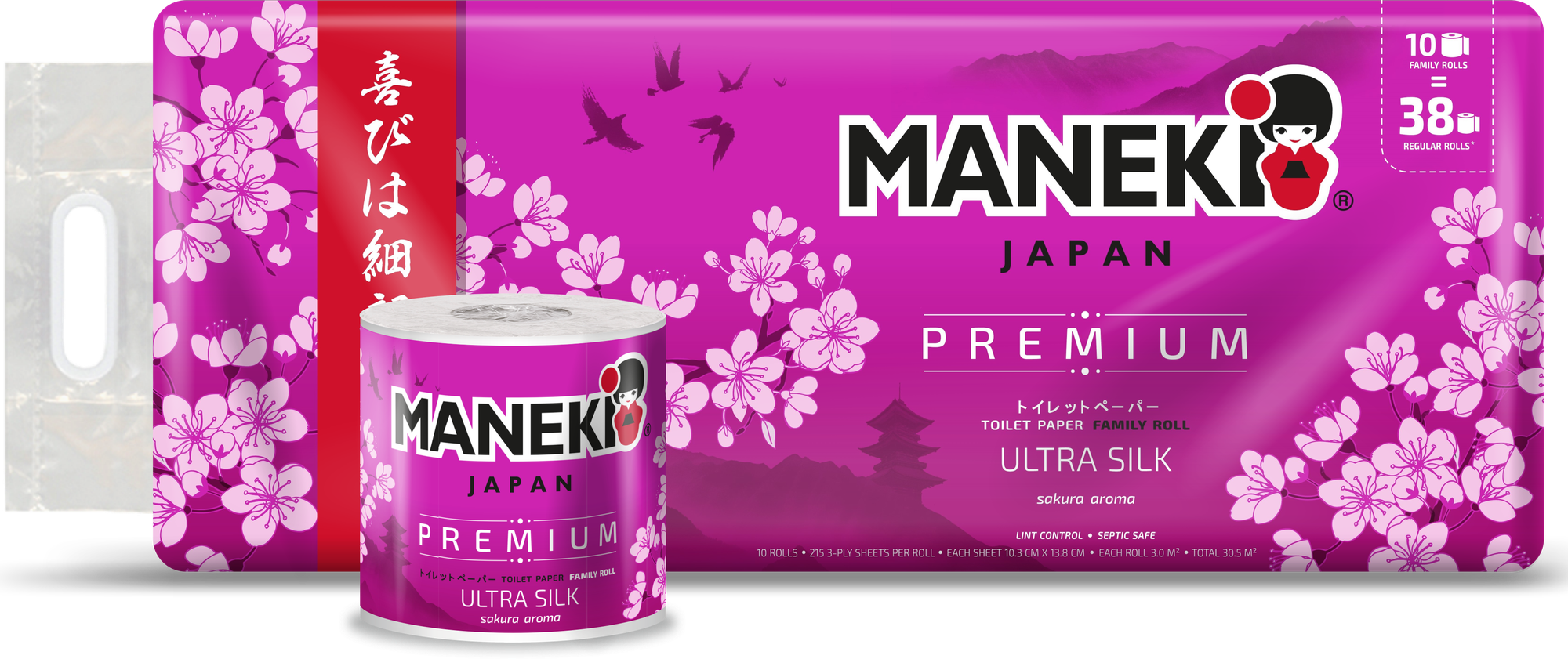 Бумага туалетная Maneki Sakura с ароматом cакуры 10 рулонов 3 слоя - фото №10