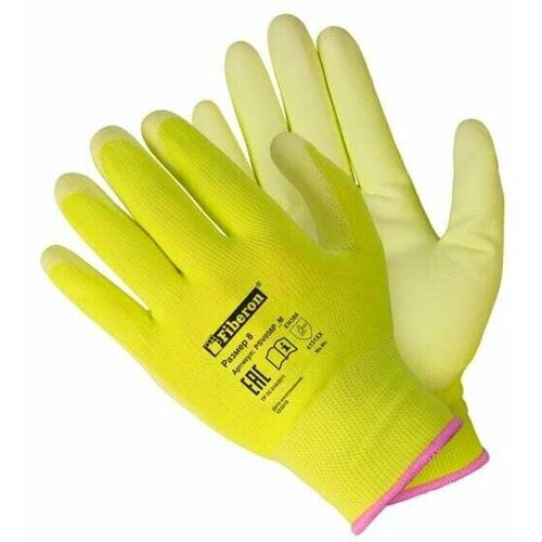перчатки полиэстеровые fiberon размер 8 m цвет розовый Перчатки полиэстеровые Fiberon, размер 8 / M, цвет желтый