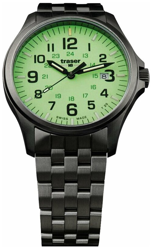 Наручные часы traser, зеленый, черный