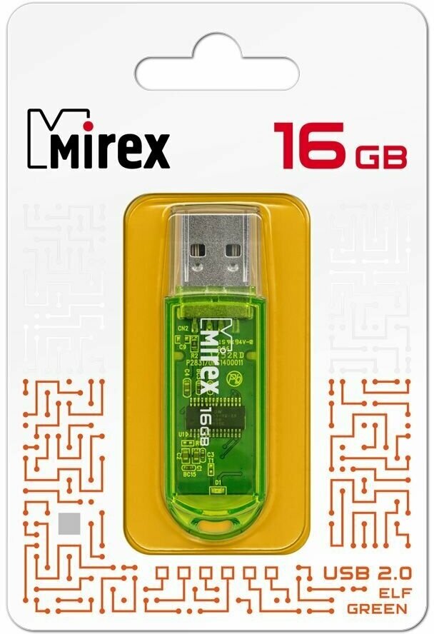 Флешка USB Flash Drive MIREX ELF GREEN 16GB