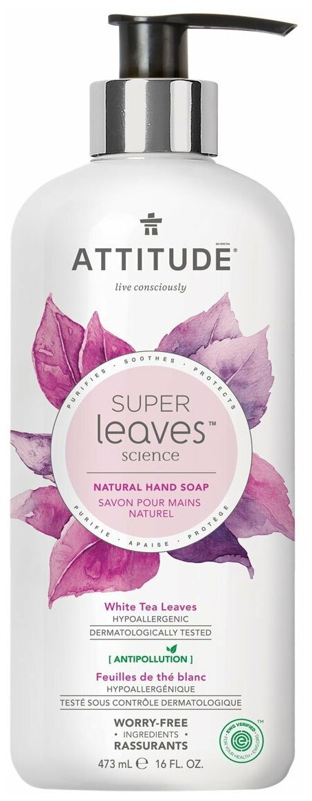 ATTITUDE Мыло жидкое Super leaves White Tea Leaves зеленый чай, 473 мл, 473 г