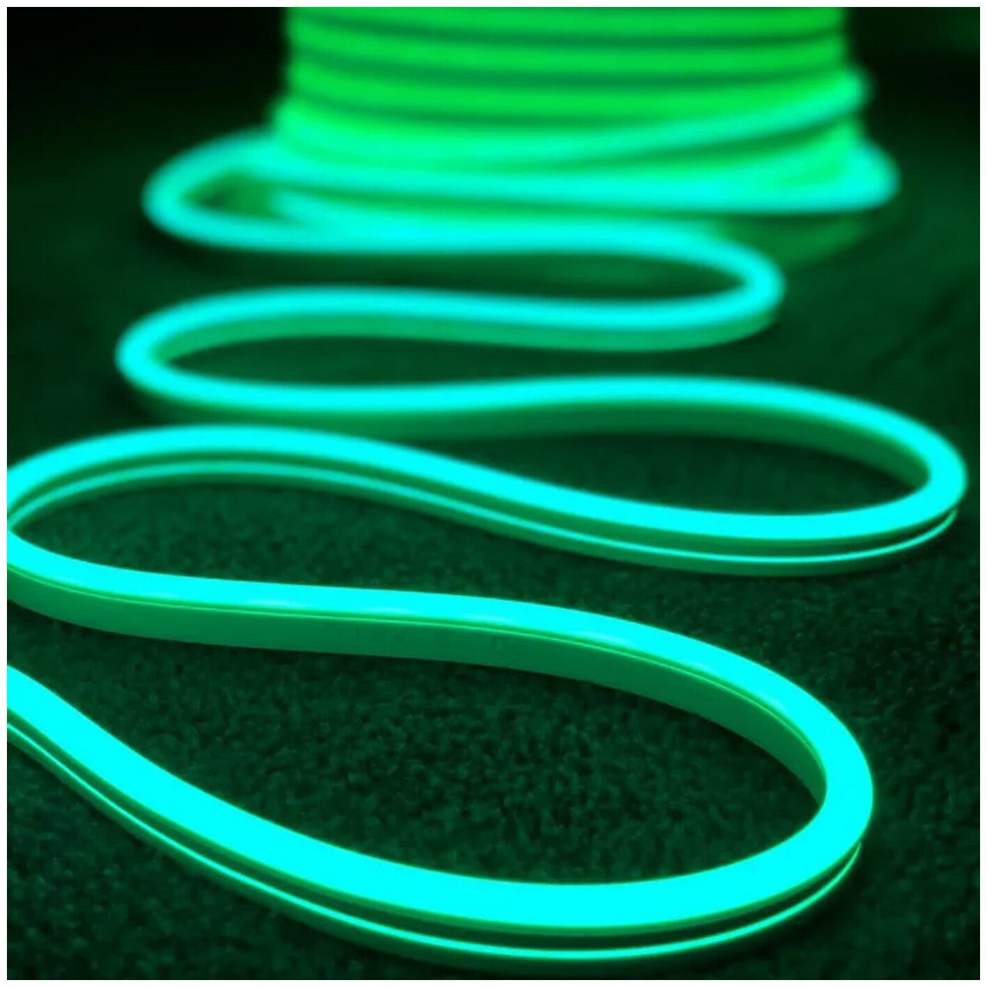 Неоновая светодиодная лента DLED 5м, 5х12мм, 220В, 120 LED/m, IP 67, гибкий неон, зеленый - фотография № 3