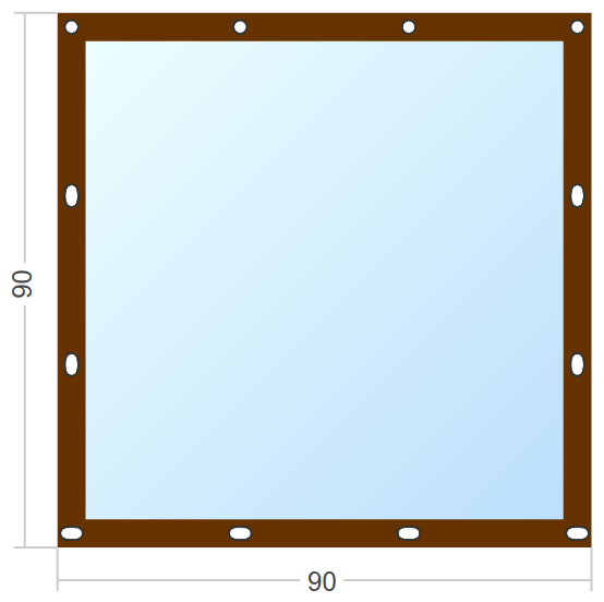 Мягкое окно Софтокна 90х90 см съемное, Французский замок, Прозрачная пленка 0,7мм, Коричневая окантовка, Комплект для установки - фотография № 3