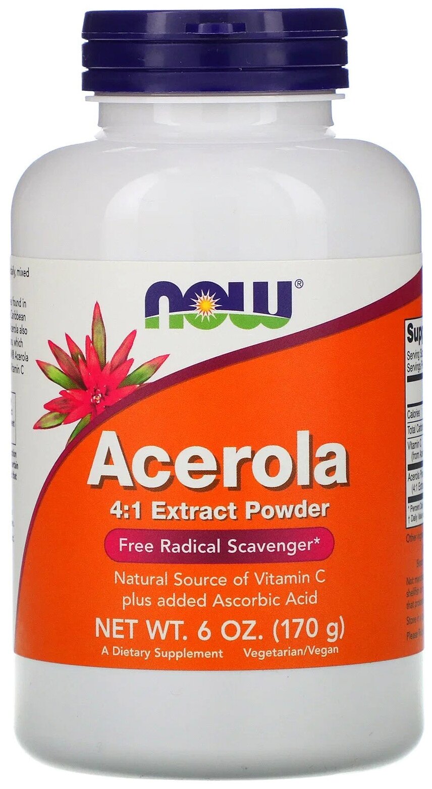 Порошок NOW Acerola 4:1 extract, 170 г