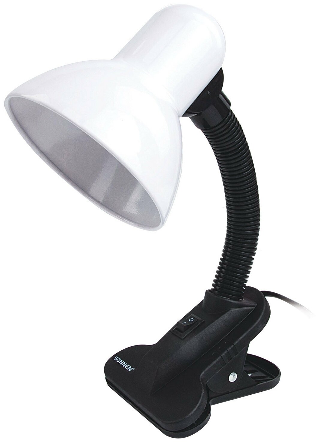 Настольная лампа-светильник SONNEN OU-108, на прищепке, цоколь Е27, белый, 236678