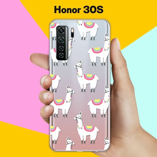 Силиконовый чехол Белые ламы на Honor 30s