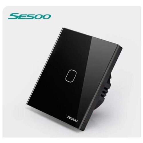 Сенсорный выключатель Sesoo однокнопочный, цвет черный