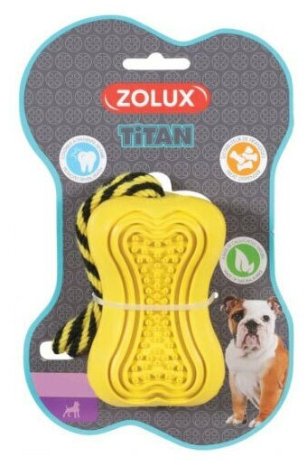 Zolux игрушка Титан "Кость-кормушка" с веревкой для собак (10 см., Красный) - фото №3