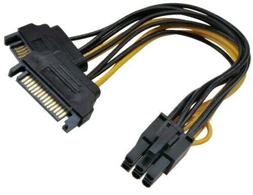 Переходник питания для видеокарт Orient С513 PCI-Express 6-контактный на 2 SATA штекера, кабель - 20см