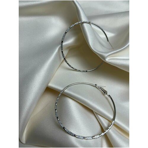 Серьги конго , размер/диаметр 60 мм, серебряный серьги кольца конго ø 35 мм серебристые с алмазными гранями aleska