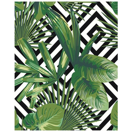 Тропические листья Раскраска картина по номерам на холсте zai6684v21 40х50  — купить с доставкой на дом