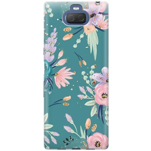 фото Re:pa накладка transparent для sony xperia 10 / xa3 с принтом "цветы и золотые блестки"