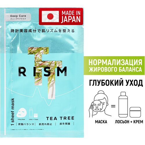 RISM Тканевая маска для интенсивного ухода за кожей с маслом чайного дерева Нормализация кожно-жирового баланса 1 шт