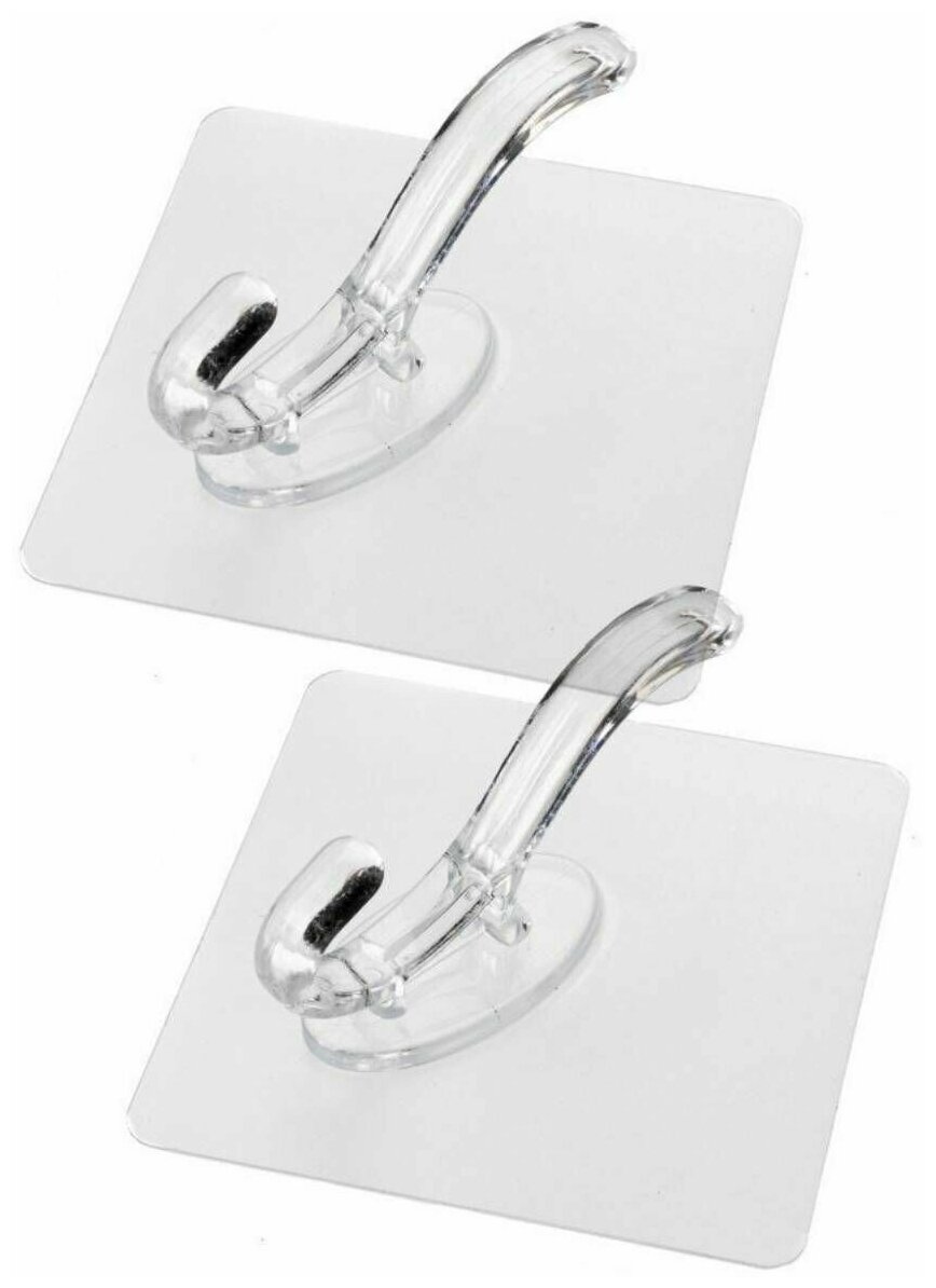 Крючок двойной самоклеящийся прозрачный настенный для ванной, 5 шт. - фотография № 3