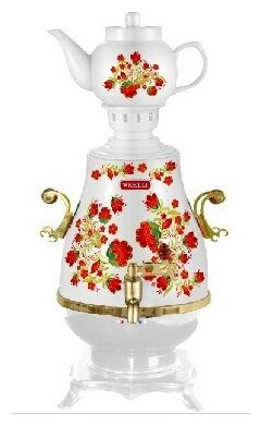 Самовар электрический KELLI KL-1321 4 л, белый/красный