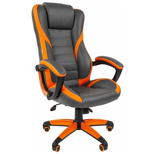 фото Компьютерное кресло chairman game 22 игровое, обивка: искусственная кожа, цвет: серый/оранжевый