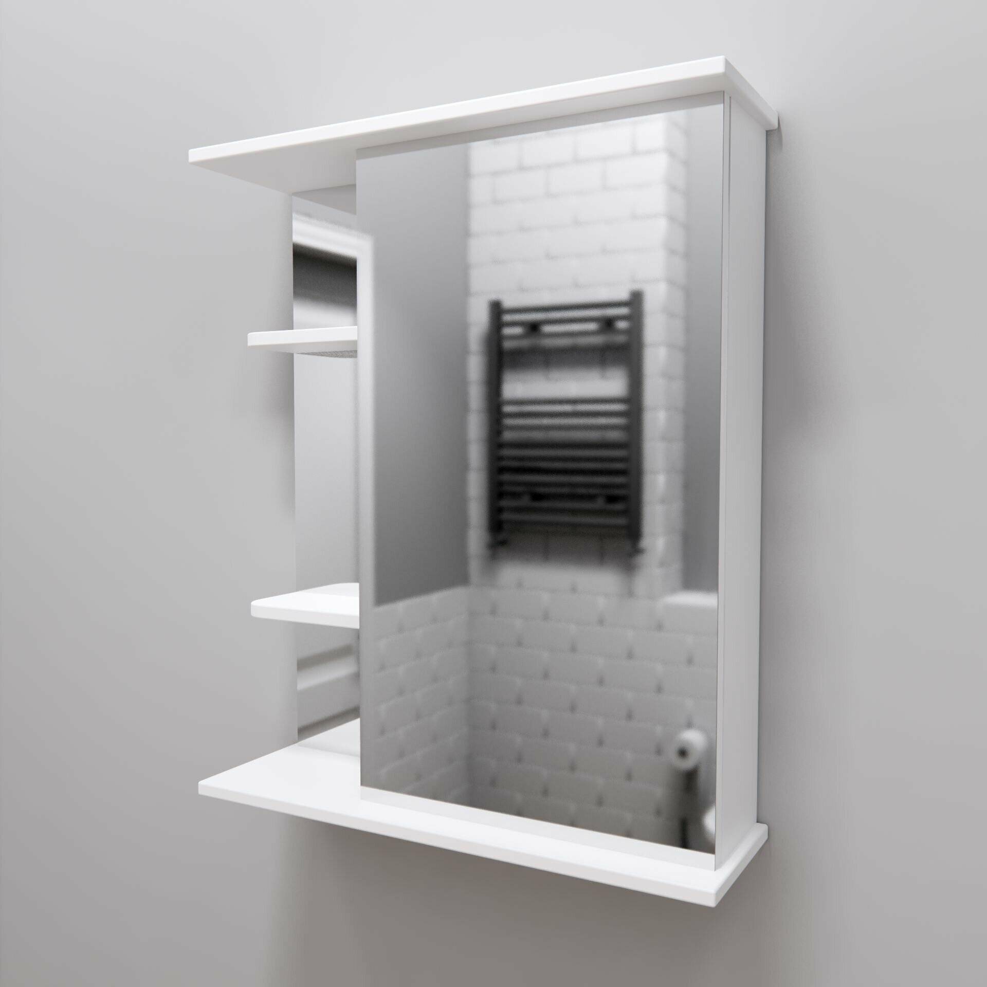 Шкаф зеркало для ванной / Магнолия 60 / эмаль / 600х720х180 / правый / белый - фотография № 6