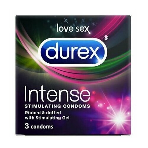 Купить Рельефные презервативы со стимулирующей смазкой Intense Orgasmic - 3 шт., ProMarket, натуральный латекс, Презервативы