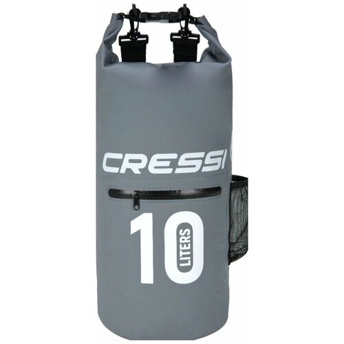 Гермомешок CRESSI с лямкой и карманом DRY BAG ZIP 10 литров серый сумка водонепроницаемая scoyco mb25 dry bag 60 l yellow