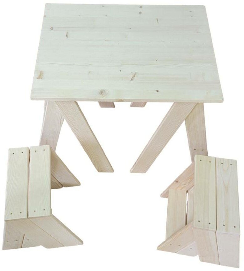 Комплект домашней мебели из массива хвои : стол + 4 табурета - фотография № 2
