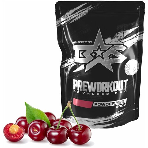 фото Предтренировочный комплекс binasport "preworkout advanced pro" (c кофеином) порошок 200 г со вкусом вишни