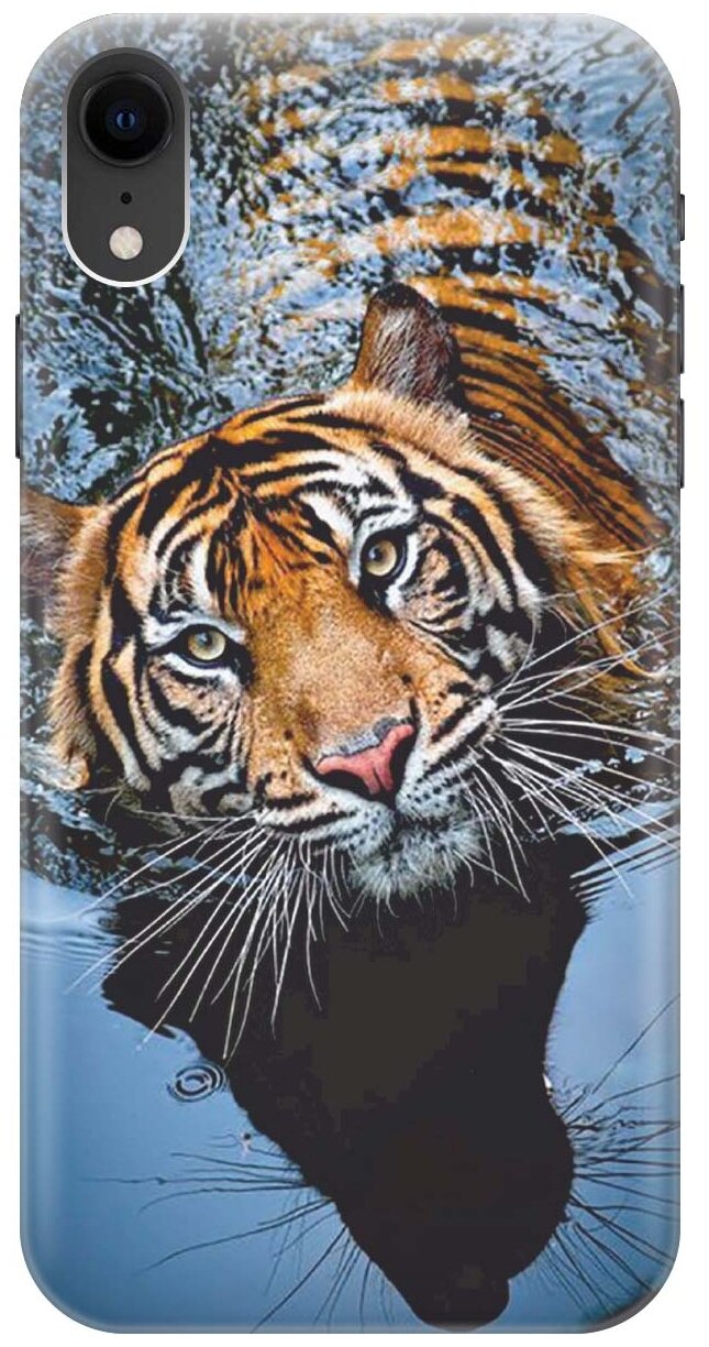 Силиконовый чехол на Apple iPhone XR / Эпл Айфон Икс Эр с рисунком "Тигр купается"