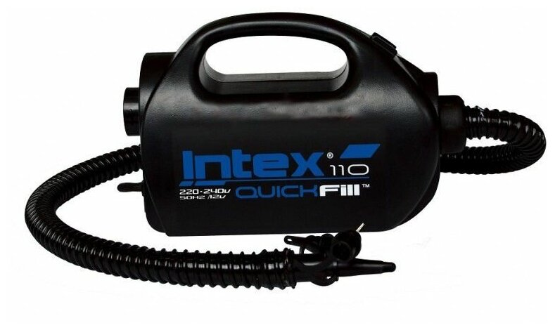 Насос электрический Intex QUICK-FILL HIGH PSI, 12В/220В, 2-х скоростной, 3 насадки в комплекте (68609)