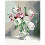 Белые тюльпаны Раскраска по номерам на холсте Живопись по номерам - изображение