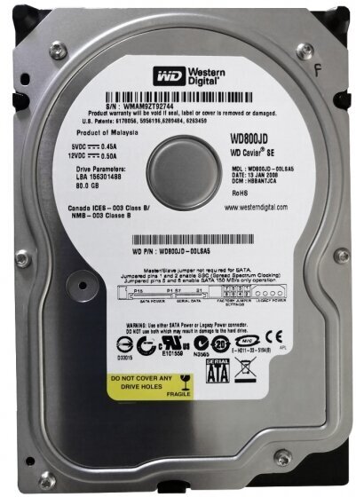 Жесткий диск Western Digital WD800JD 80Gb SATA 3,5" HDD