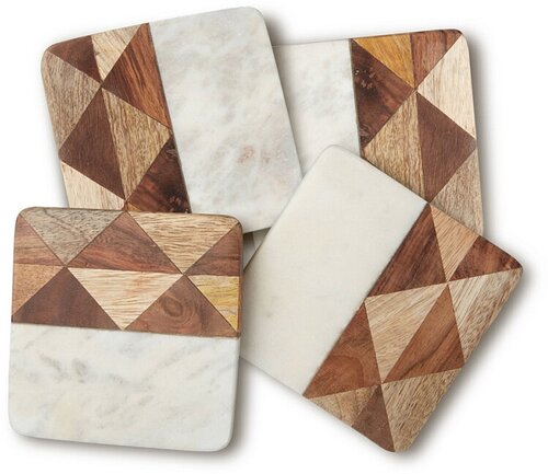 Marble & Wood Mosaic Подставки под чашки 4 шт.