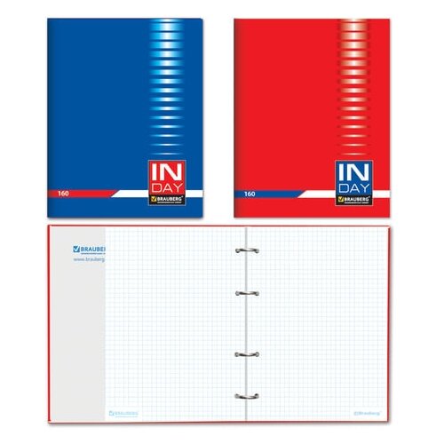 фото Тетрадь на кольцах, 160 л., brauberg, а5, 175х215 мм, клетка, обложка ламинированный картон, "индей", 2 вида, 400955