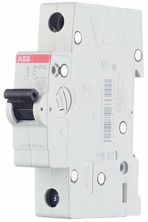 Автоматический выключатель ABB SH201L 1P 10А тип С 4,5 кА 220/380 В