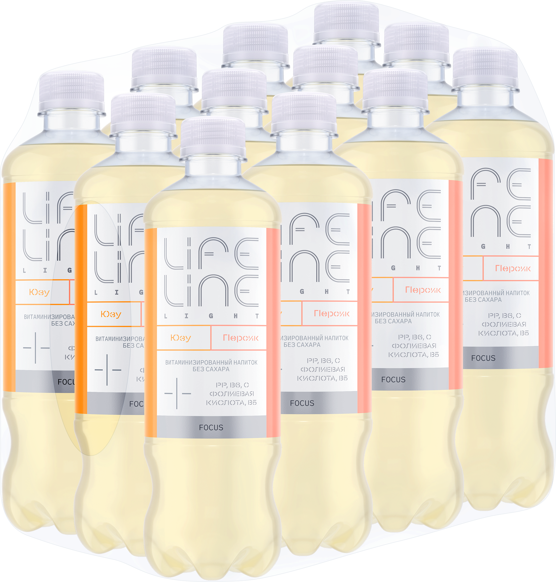 Напиток витаминизированный Lifeline focus персик юзу негазированный, пластик, персик, 12 шт. по 0.5 л