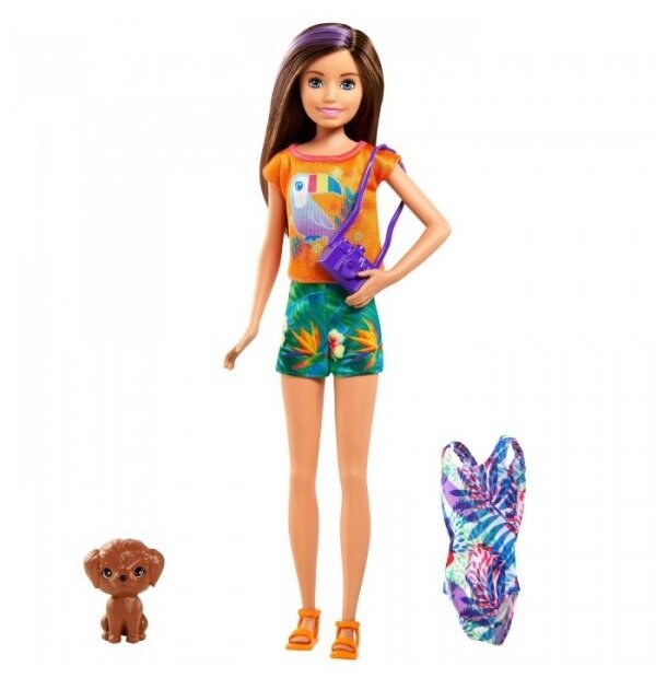 Игровой набор Barbie Скиппер брюнетка в шортах с питомцем и аксессуарами - фото №1