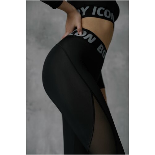 фото Леггинсы body iсon total black для фитнеса спортивные пуш ап ls-1007xl body icon