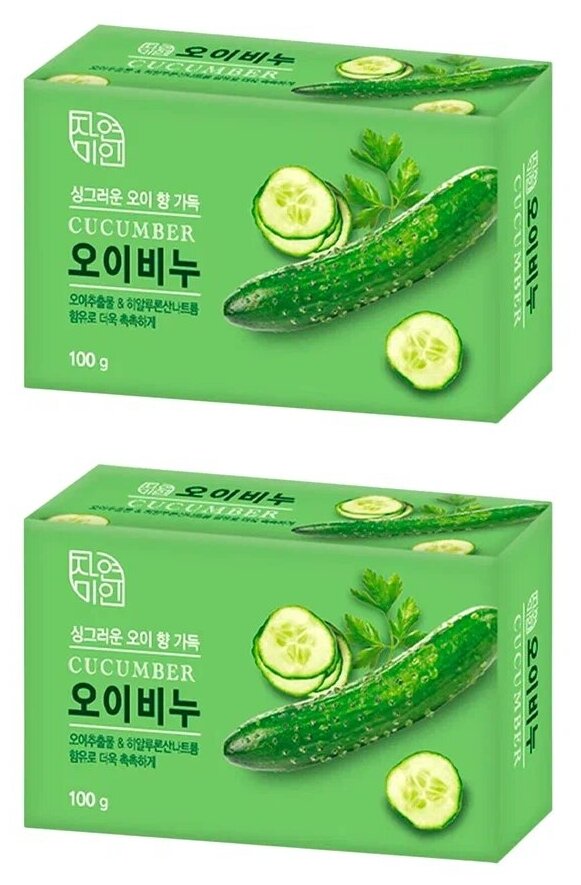 MUKUNGHWA Увлажняющее туалетное мыло с экстрактом огурца "Moisture Cucumber Soap" 100гр.*2шт