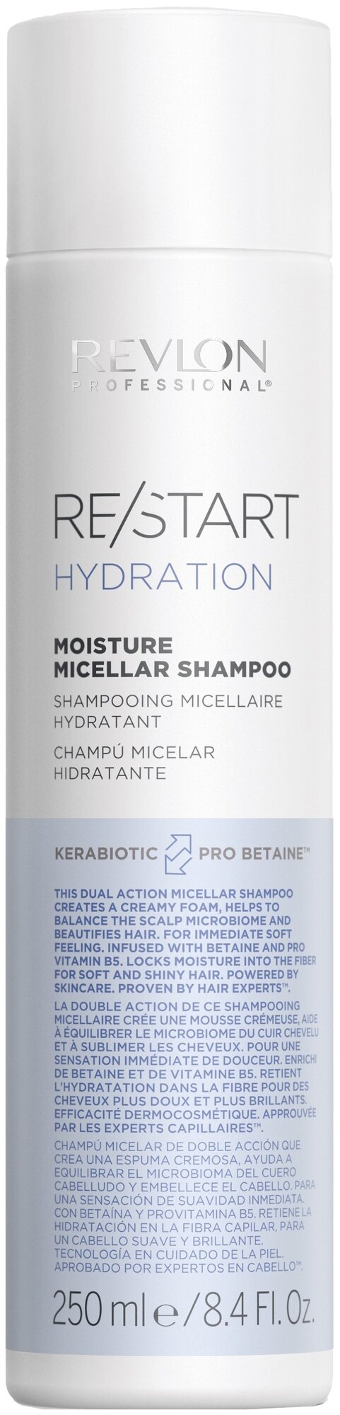 REVLON ReStart Hydration Moisture Micellar Shampoo Мицеллярный шампунь для нормальных и сухих волос, 250 мл