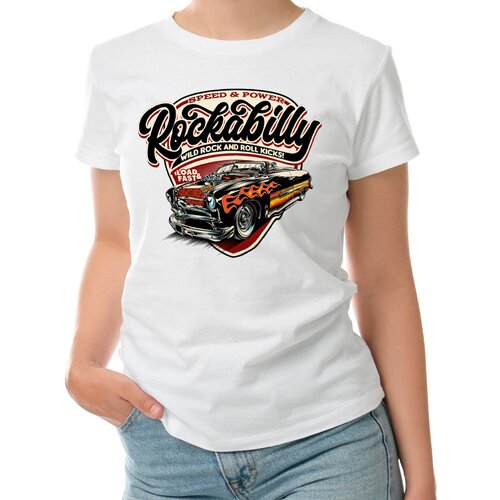 фото Женская футболка «speed and power» (2xl, белый) roly