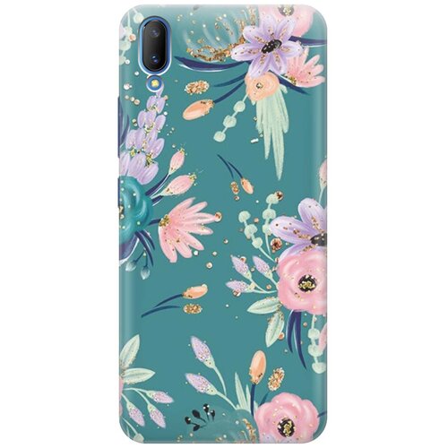 фото Re:paчехол - накладка artcolor для vivo v11 с принтом "цветы и золотые блестки"