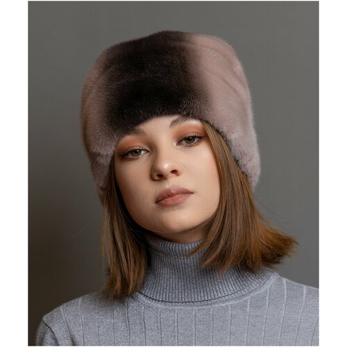 фото Шапка бини , размер 57-60, коричневый, бежевый нет бренда