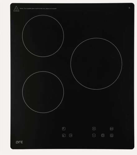 Изображение товара Электрическая варочная панель ORE CA45A, стеклокерамика, 3 Hi-light конфорки, черный цвет