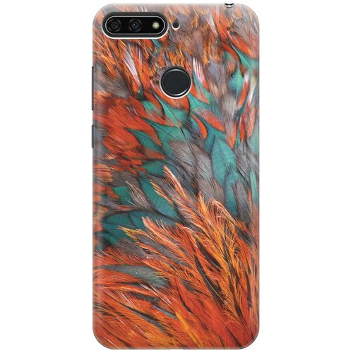 фото Cиликоновый чехол на honor 7c pro / huawei y7 pro (2018) / хонор 7с про / хуавей у7 про (2018) с принтом "разноцветные перья" gosso