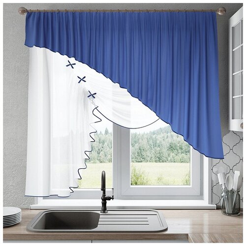 фото Шторы для кухни sola "джульетта", синий, левая